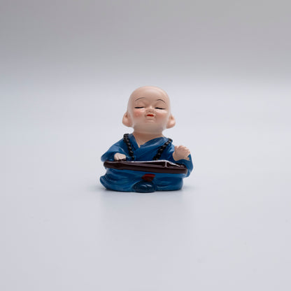 Set of 4 Buddha Monk Figurines – Adorable Resin Miniatures for Home & Car Décor