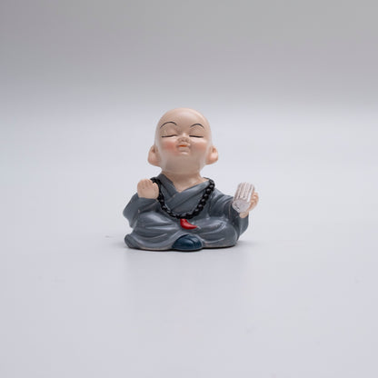 Set of 4 Buddha Monk Figurines – Adorable Resin Miniatures for Home & Car Décor