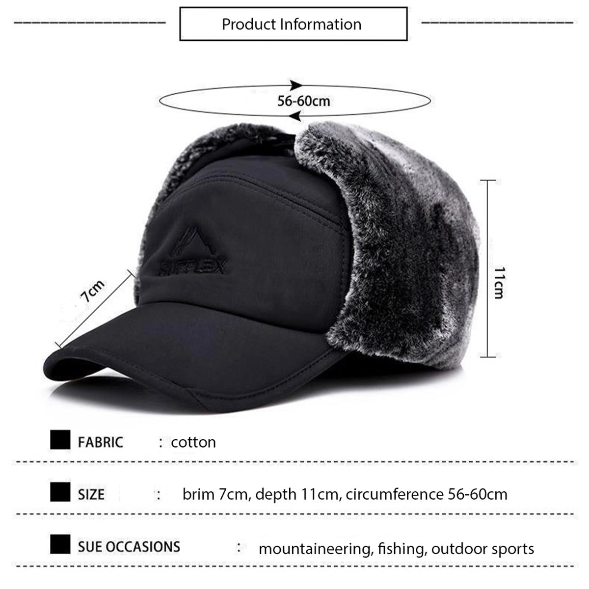 A rugged Himalayan Extreme Winter Cap featuring thick fur ear protectors and an adjustable chin strap, displayed against a snowy mountain backdrop. The cap showcases a stylish design in a deep navy color, emphasizing its durability and warmth for extreme winter conditions.