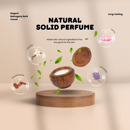 Natural solid perfume in the rosewood round container