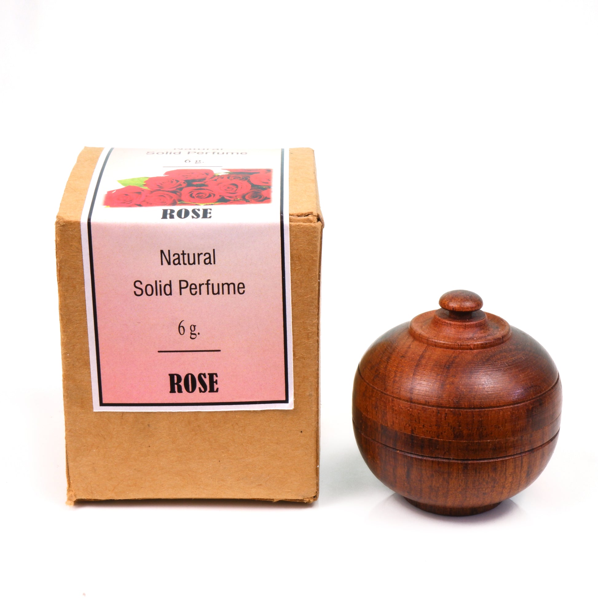 Natural solid perfume rose flavor in rosewood container