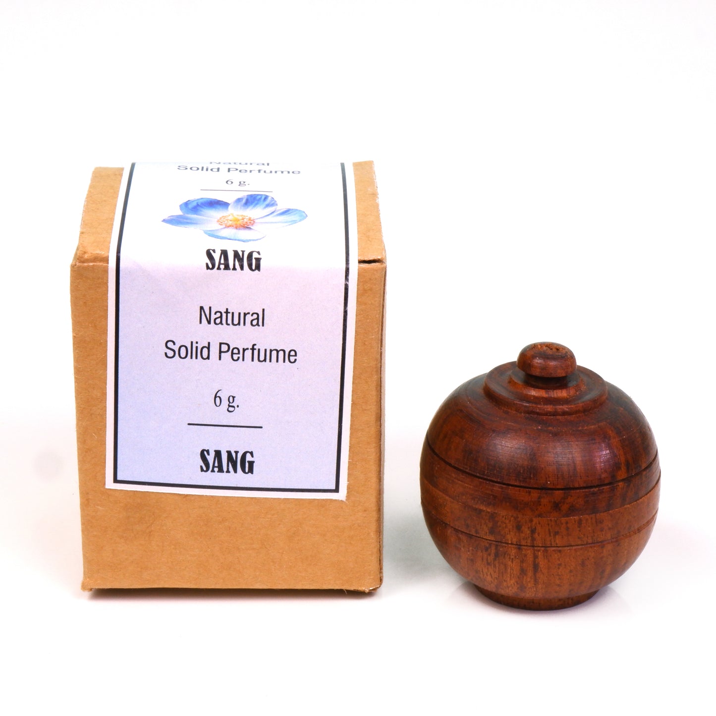 Natural solid perfume sang flavor in round rosewood container 